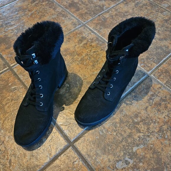 Womens boots with fur top, black, size 9.0 - Picture 3 of 3
